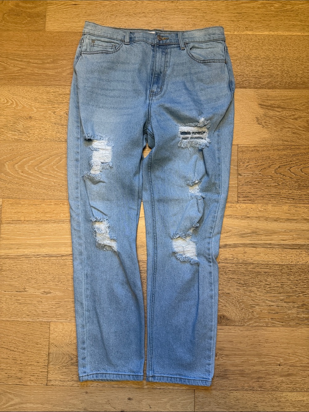Cello Light Blue Distressed Boyfriend Jeans